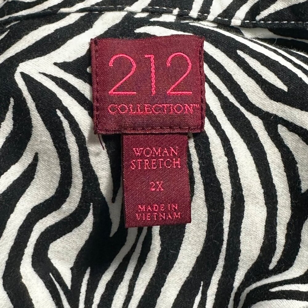 212 Collection Zebra Print Womens Button-Up Shirt 2X  Cotton-Blend  Mob Wife - Picture 4 of 9